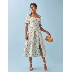 Reformation floral baby blue gingham dress